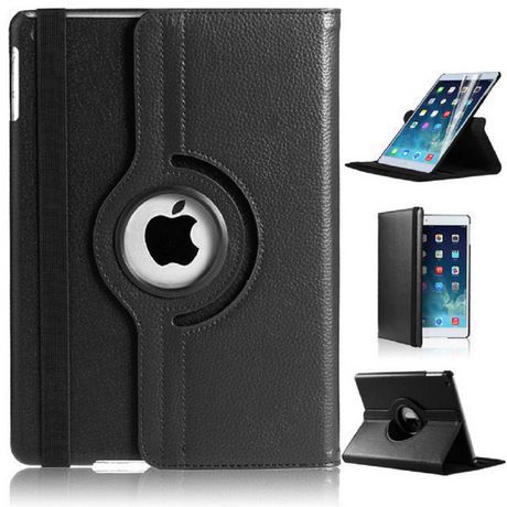 iPad AIR, Air 2, iPad 9,7 2017 & iPad 9,7 2018 PU Læder Roterbart Flip cover Sort