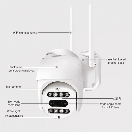 Premium Overvågningskamera 1080P Fuld HD - Wide angle view - Udendørs IP65 WIFI Kamera