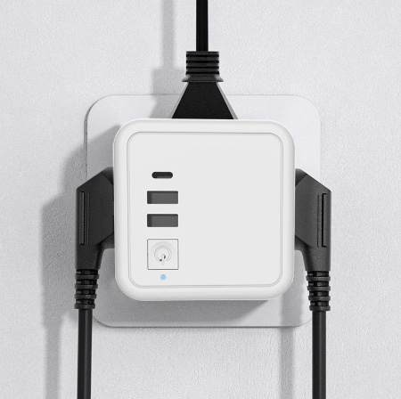 Smart Cube Stikdåse - 4 udtag, 2 USB A stik, 1 USB C stik