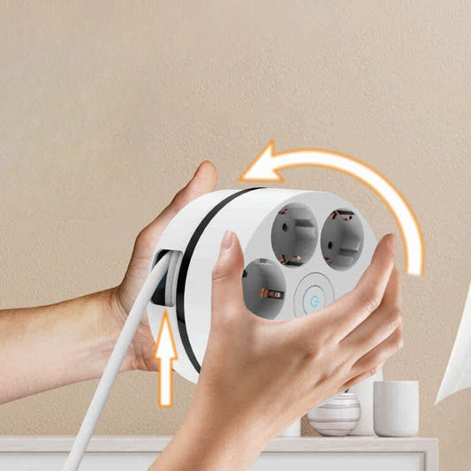 Smart indendørs Kabeltrumle - 5 udtag, 2 USB A stik, 1 USB C stik
