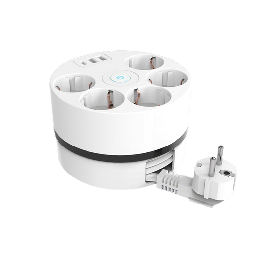 Smart indendørs Kabeltrumle - 5 udtag, 2 USB A stik, 1 USB C stik