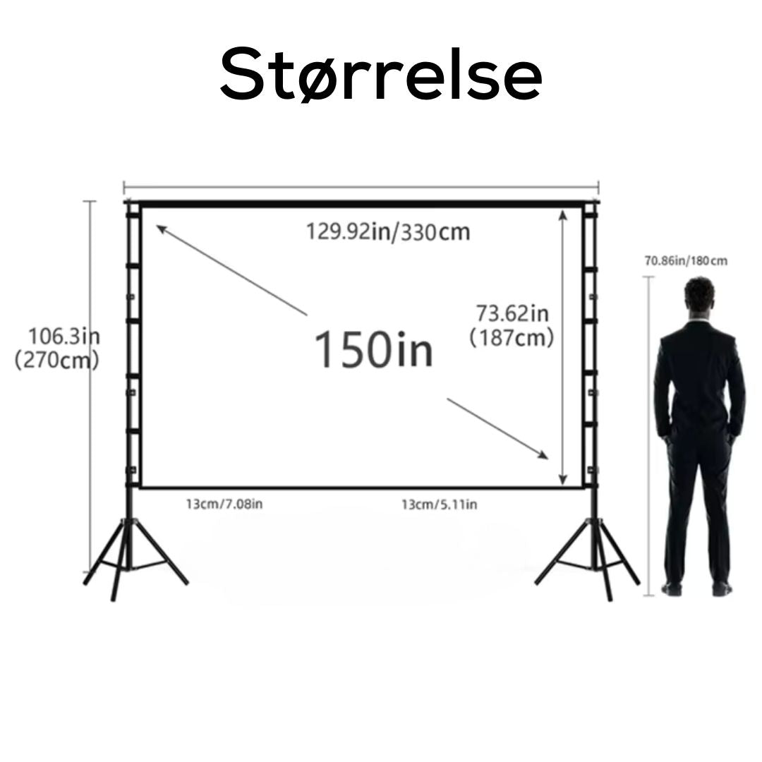 150" Projektorlærred Stående, Indendørs/Udendørs