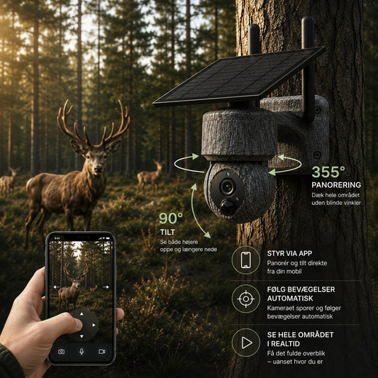 4G Vildtkamera med Pan/Tilt funktion, App, Live streaming og meget mere!
