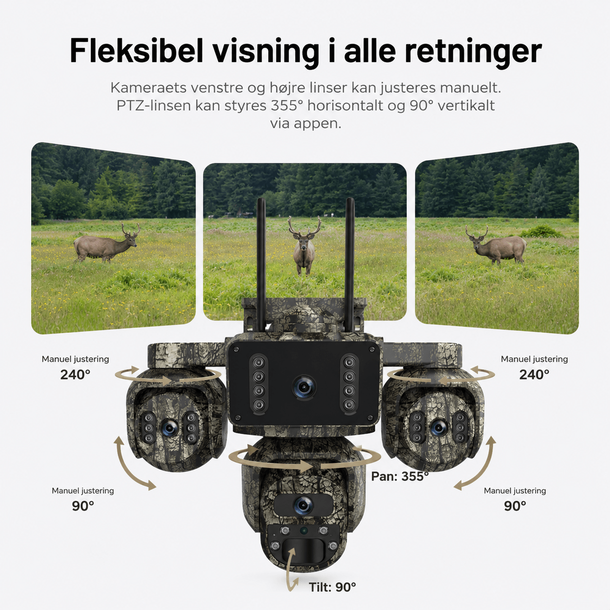 4G Vildtkamera Pro med 4 Kameraer, AI - sporing og Solcelle