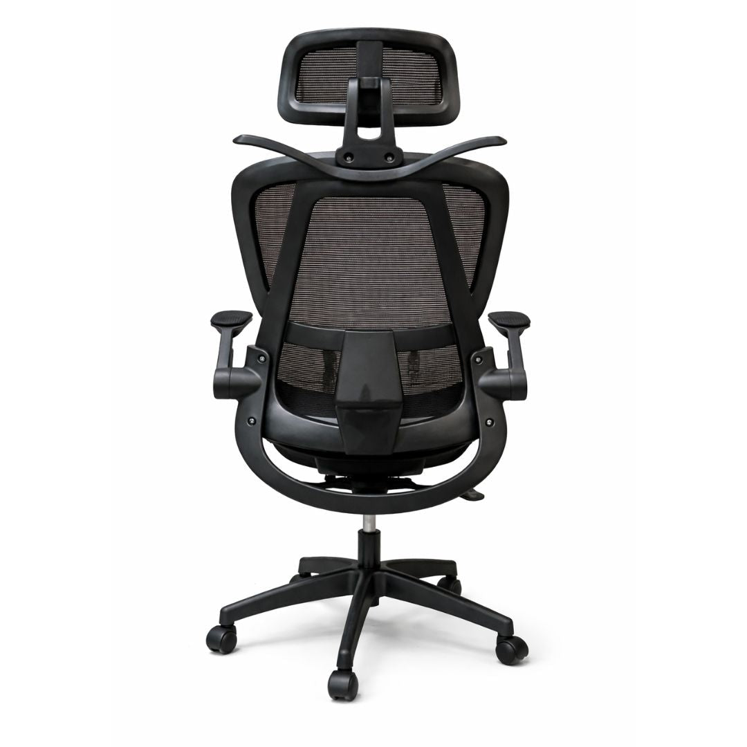 Ergonomisk Kontorstol med Mesh Ryg og Nakkestøtte – Sort