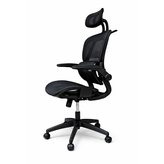 Ergonomisk Kontorstol med Mesh Ryg og Nakkestøtte – Sort