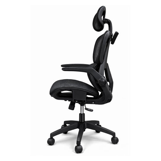 Ergonomisk Kontorstol med Mesh Ryg og Nakkestøtte – Sort