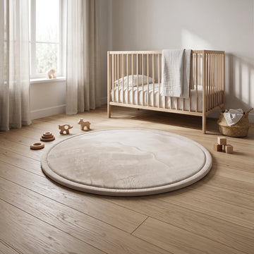 Lunea Luksus Legemåtte rund Ø140 cm – Blød Memory Foam & Skridsikker Bund