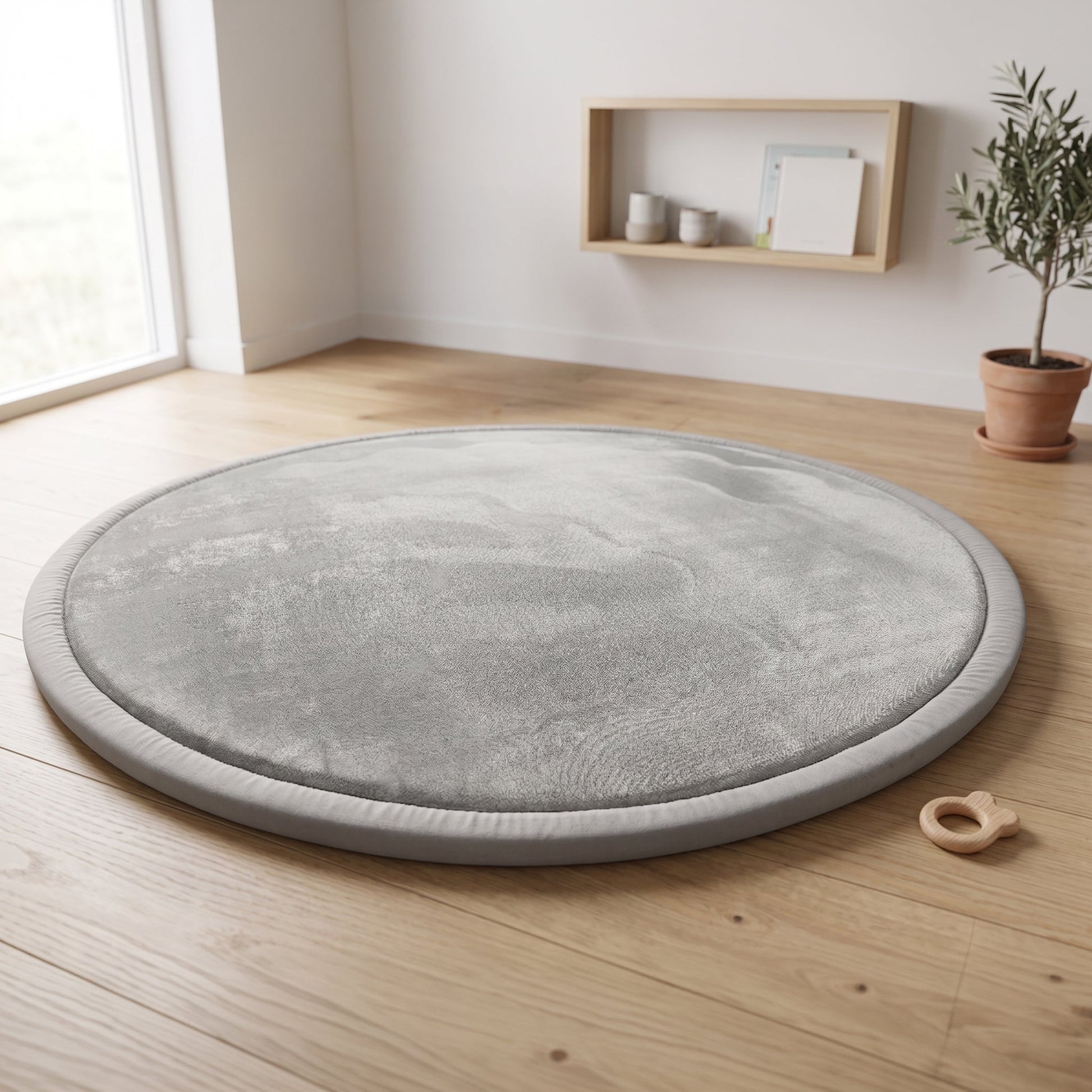 Lunea Luksus Legemåtte rund Ø140 cm – Blød Memory Foam & Skridsikker Bund