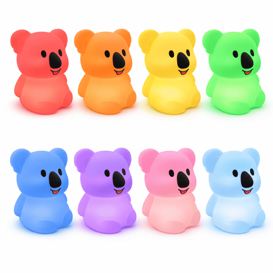 NightHero RGB Natlampe – Bamse - Blød Silikone Børnelampe med Timer & Touch