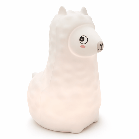 NightHero RGB Natlampe – Lama - Blød Silikone Børnelampe med Timer & Touch