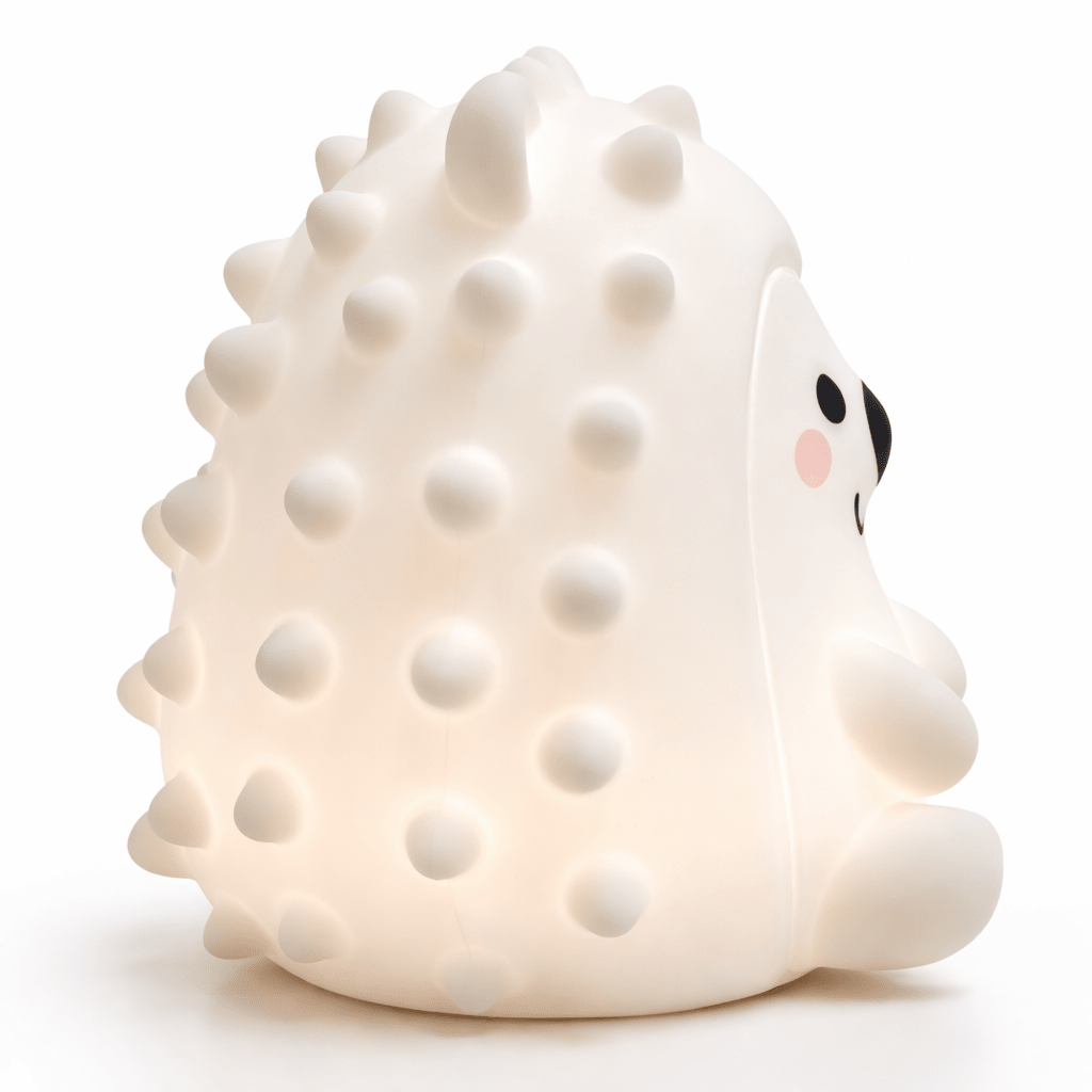 NightHero RGB Natlampe – Pindsvin - Blød Silikone Børnelampe med Timer & Touch