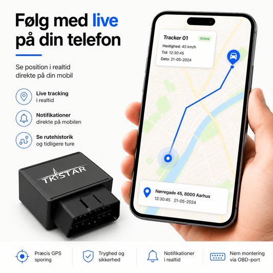 OBD GPS Tracker med APP - Track din bil hurtigt og nemt