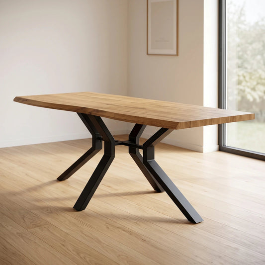 Plankebord/spisebord – 180 x 90 cm – Sort Stel