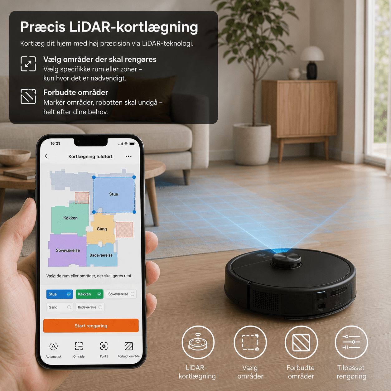 RoboVac Premium Robotstøvsuger med App, Gulvvask & LiDAR-navigation