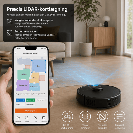 RoboVac Premium Robotstøvsuger med App, Gulvvask & LiDAR-navigation