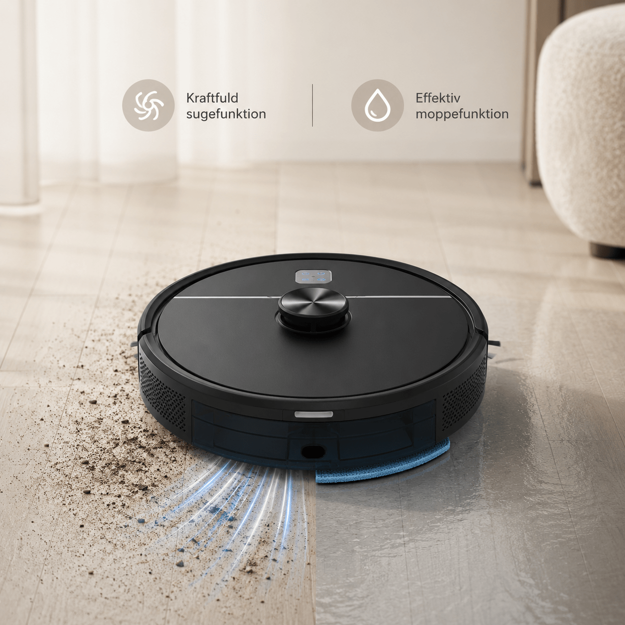 RoboVac Premium Robotstøvsuger med App, Gulvvask & LiDAR-navigation