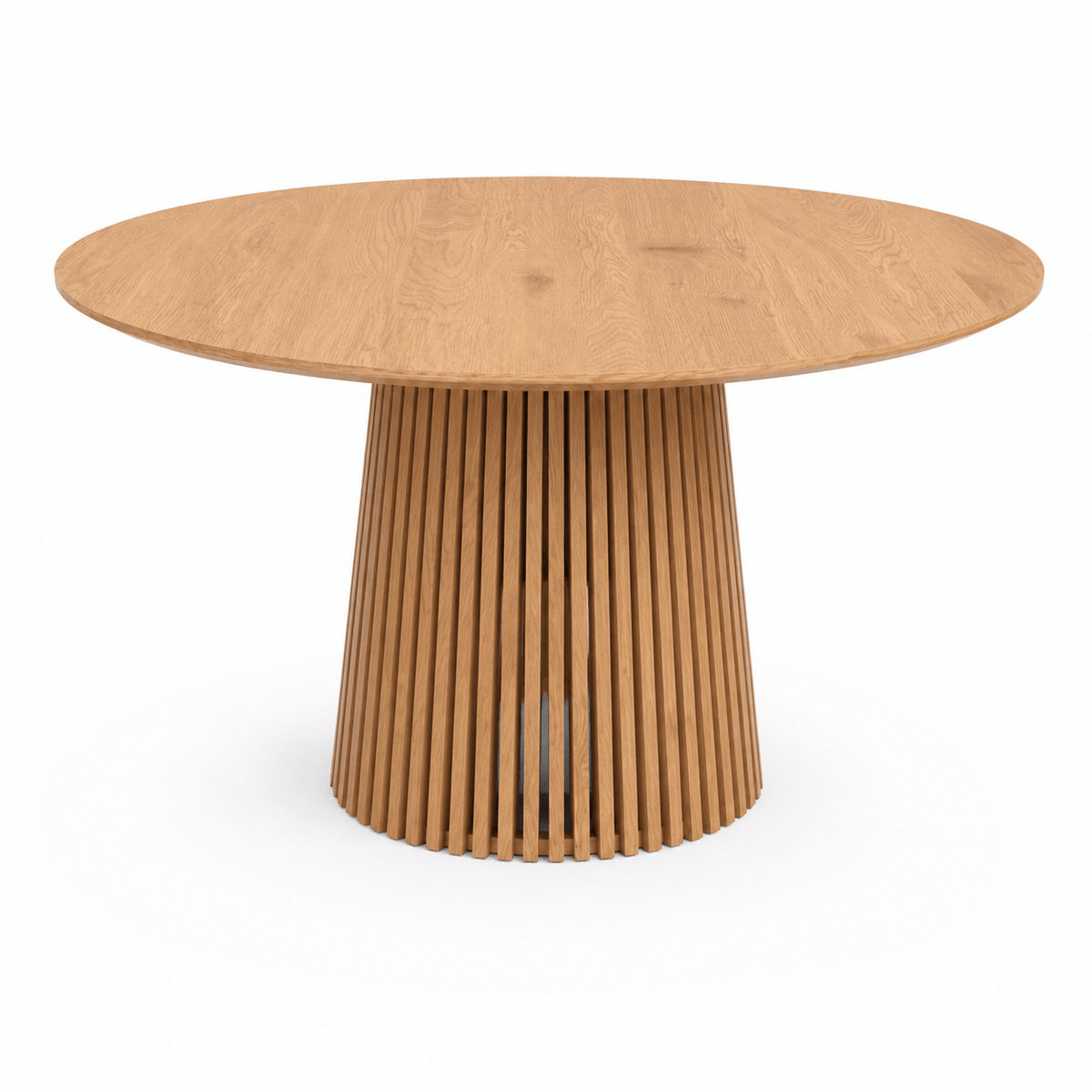 Rundt Lamel Spisebord Ø120 cm – Egetræsfinish