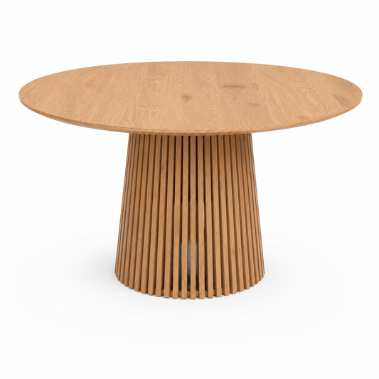 Rundt Lamel Spisebord Ø120 cm – Egetræsfinish