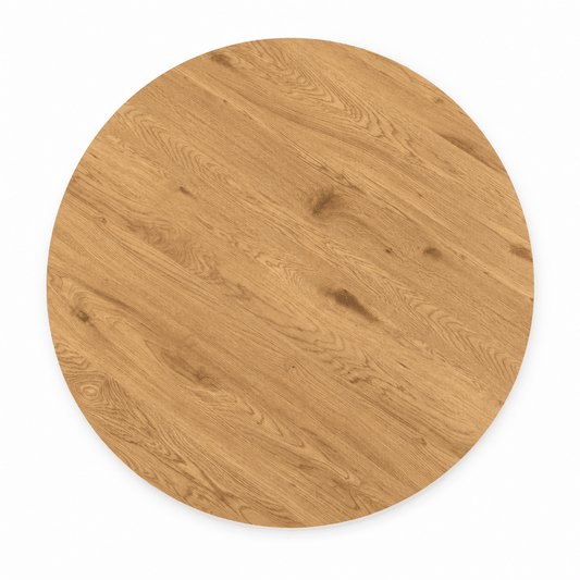Rundt Lamel Spisebord Ø120 cm – Egetræsfinish
