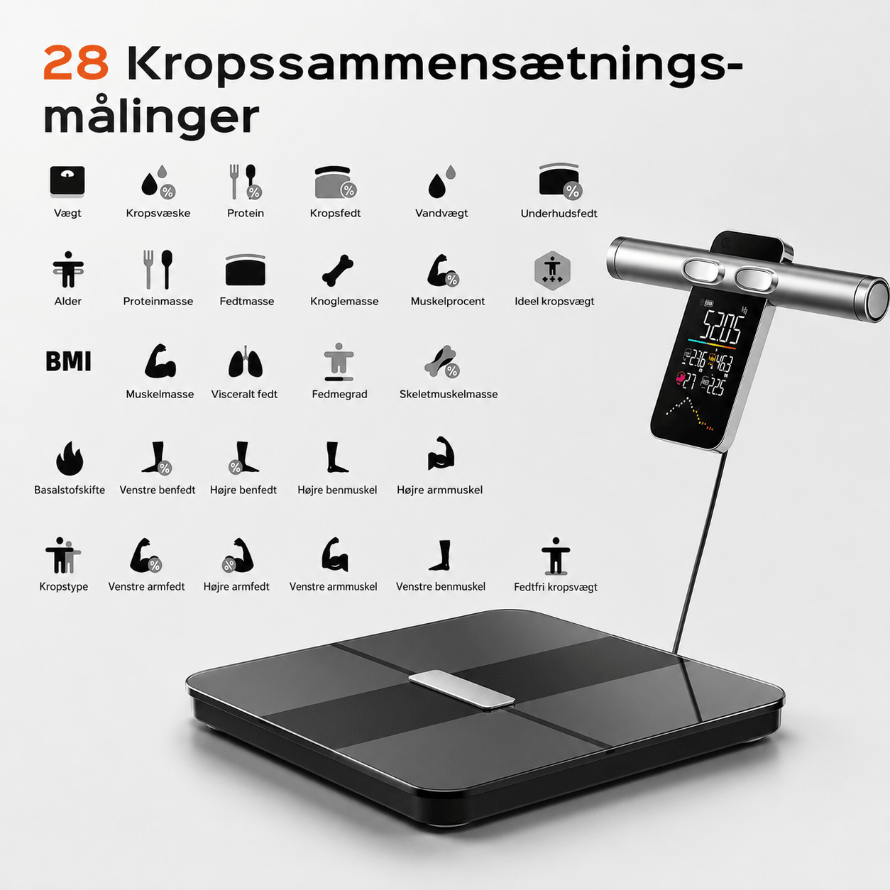 Smart Kropsanalysevægt med 8 Elektroder & Fitdays App