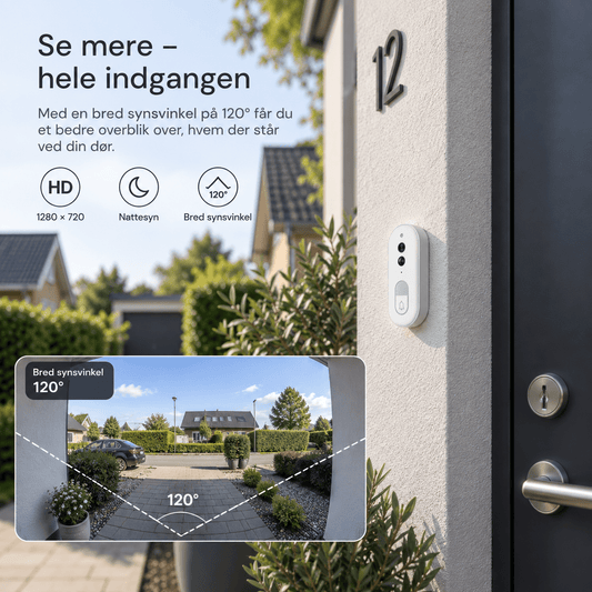 Smart Video Dørklokke med Kamera, App og Trådløs Ringeklokke – 4000 mAh