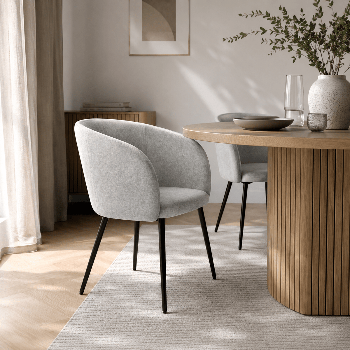 Spisebordsstol i Velour – Lys Grå
