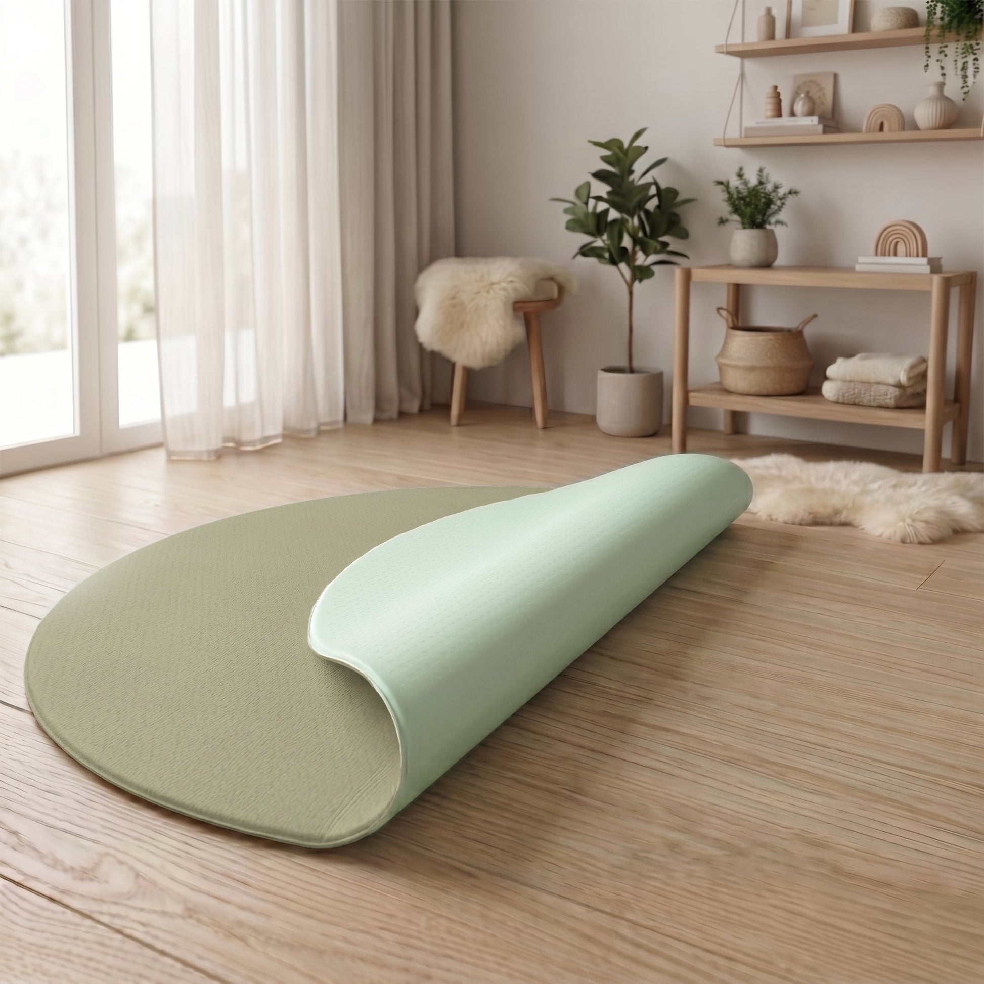 Tumlemåtten Legemåtte – Mint & Oliven (Ø140 CM)