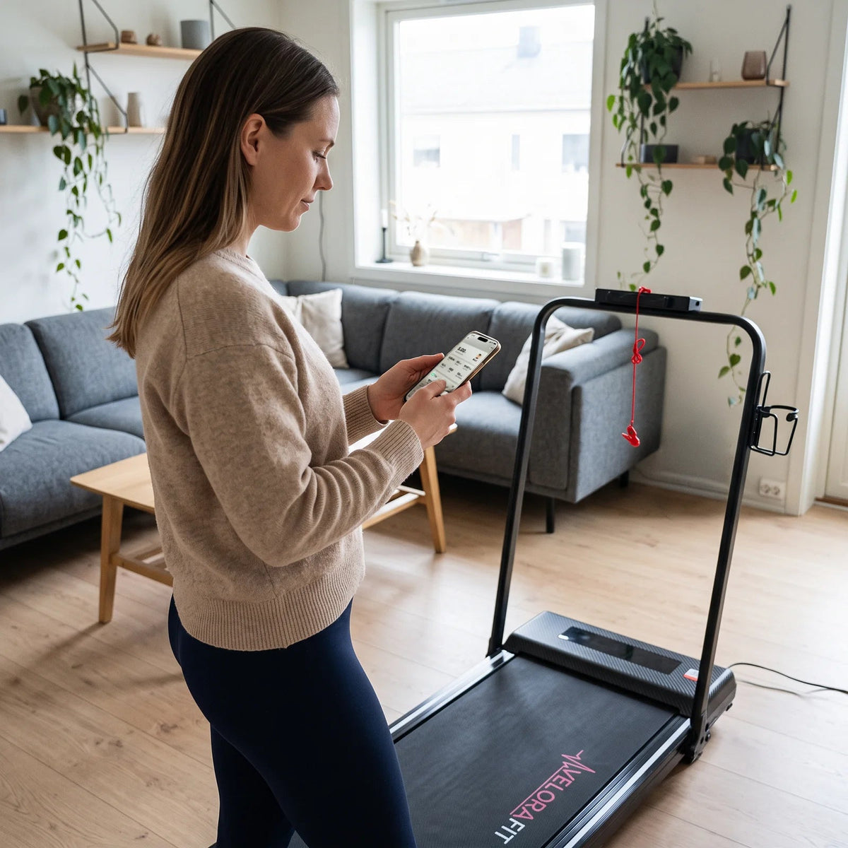 VeloraFit Foldbart Løbebånd – 1-12 km/t, 6% Incline, App & LED Display