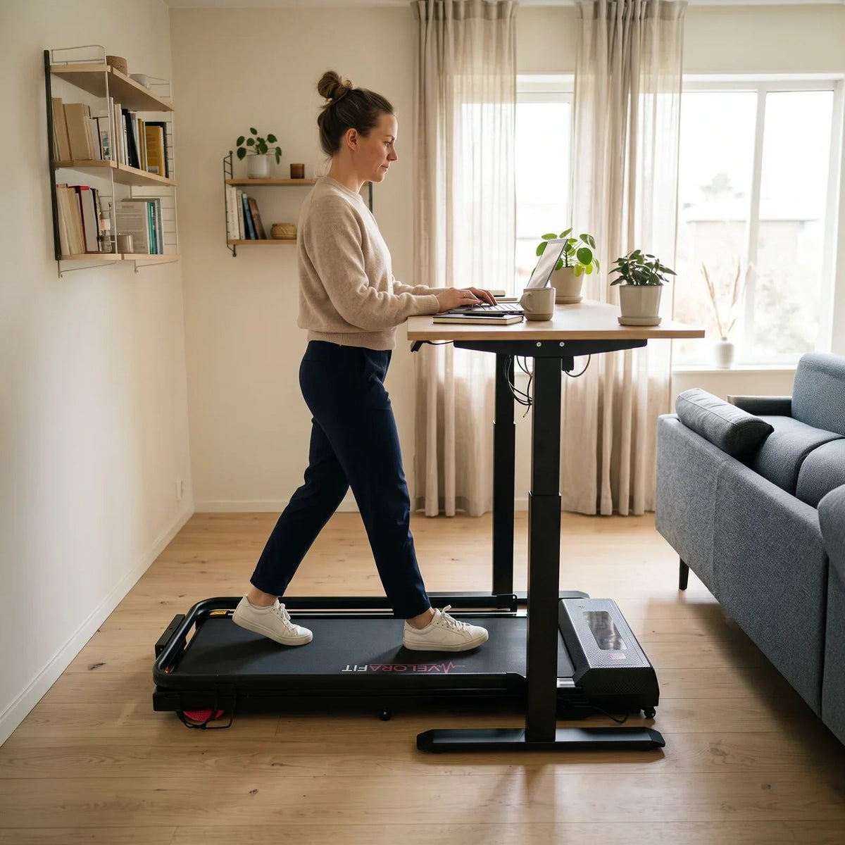 VeloraFit Foldbart Løbebånd – 1-12 km/t, 6% Incline, App & LED Display
