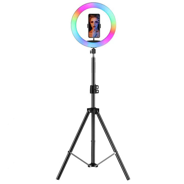 10″ RGB LED Ring Light Justerbar Tripod 210 Cm Høj
