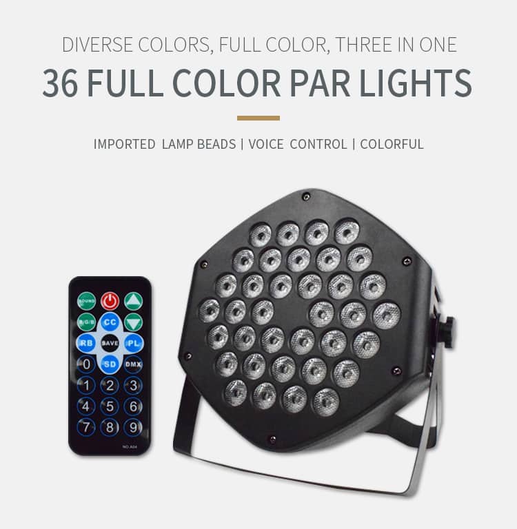 36 Fuld RGB Par lampe - Musikstyret / DMX / Fjernbetjent