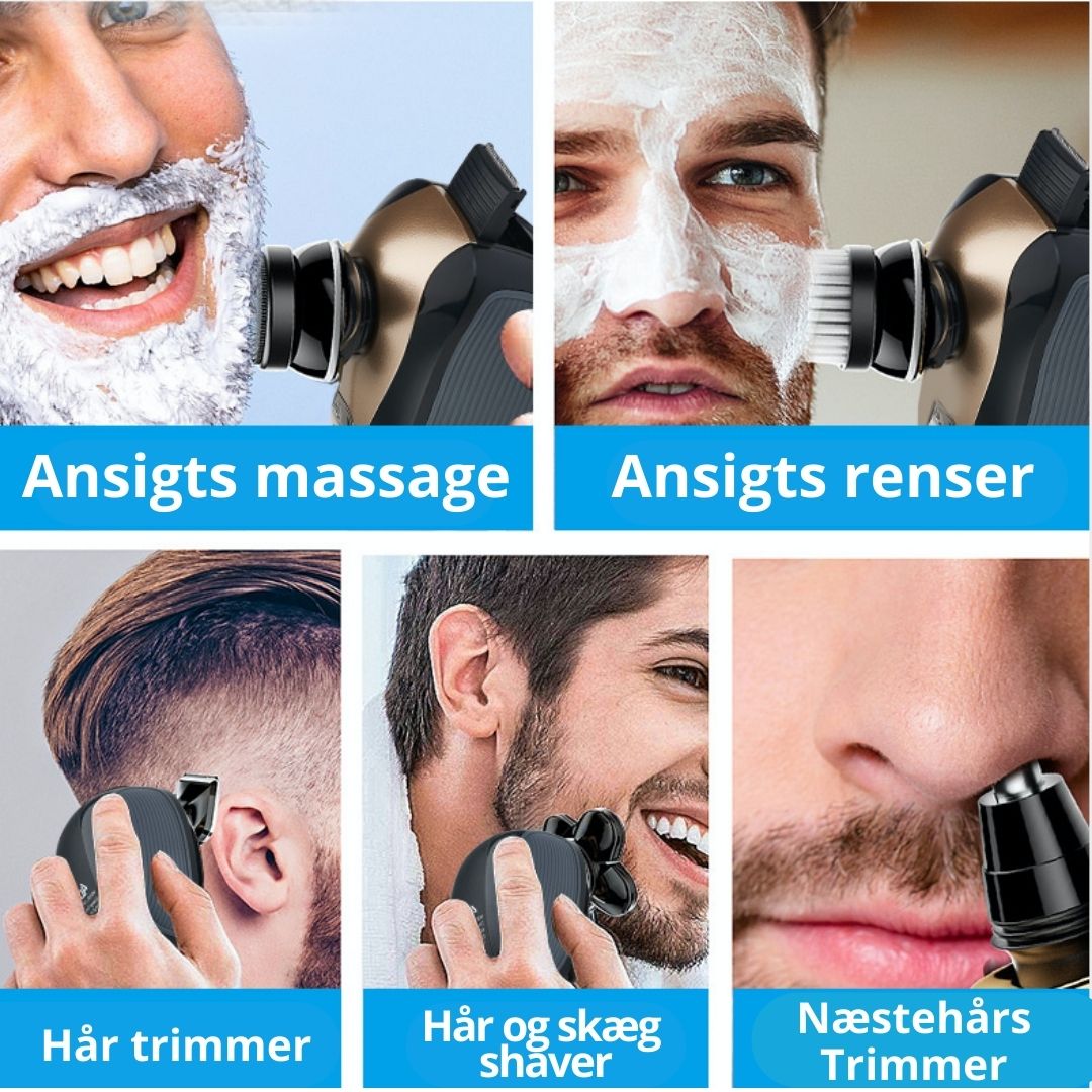 5 i 1 Shaver, skullshaver/Næse/øre trimmer/ Ansigtsrenser/Ansigtsmassage/ trimmer