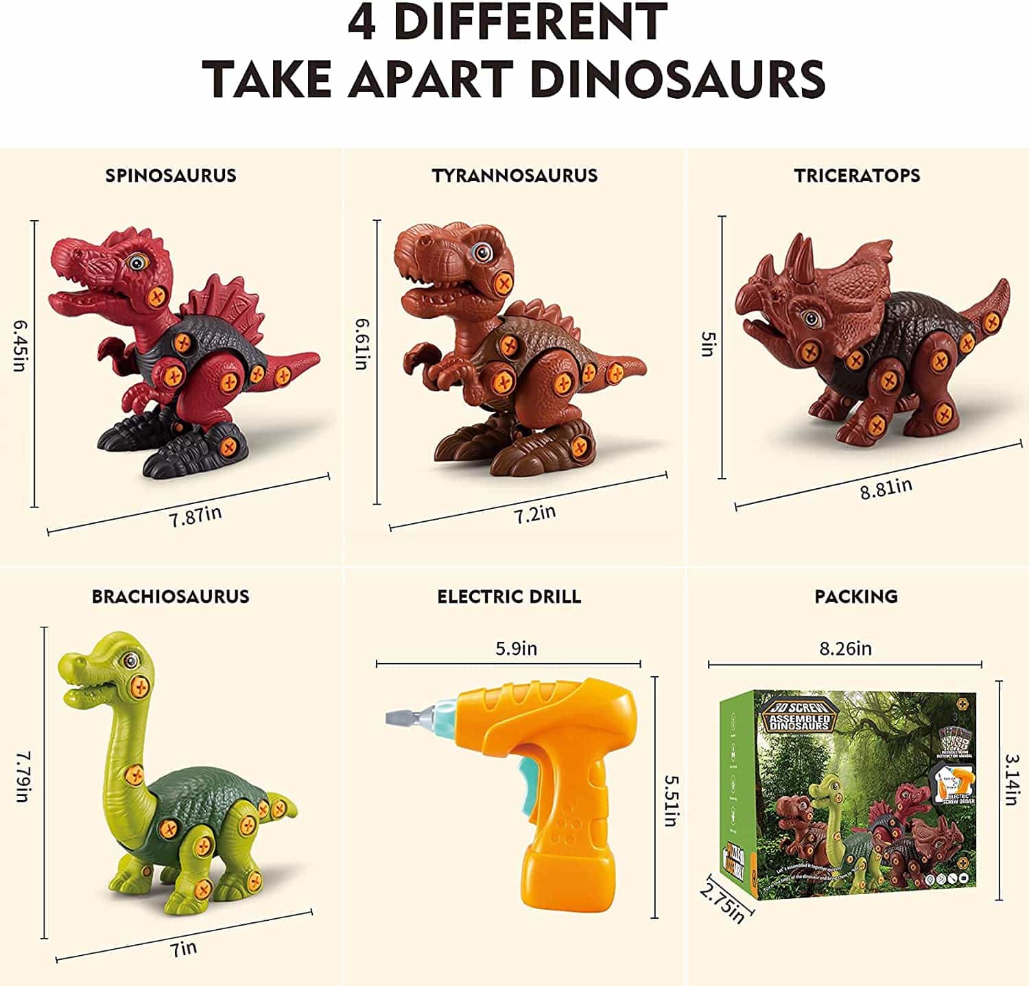 Dinosaur Børne Byggesæt med hele 4 forskellige dinoer!