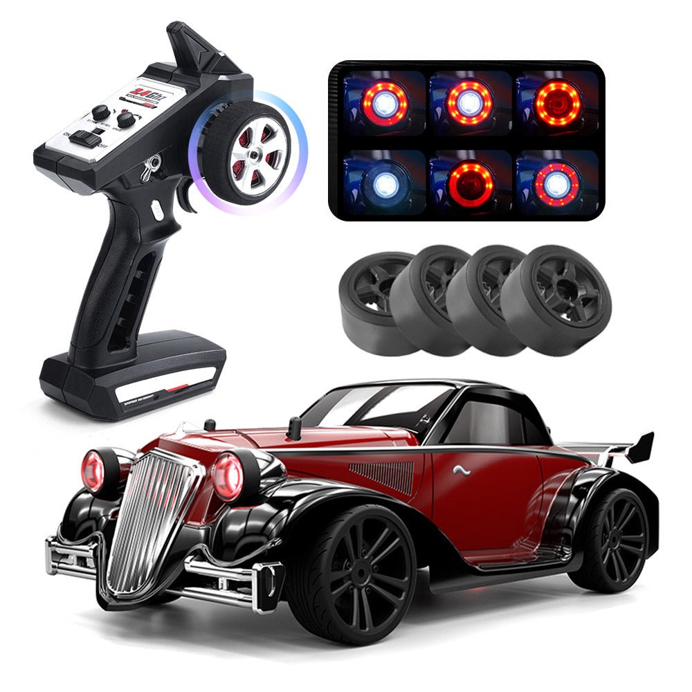 High end Retro 4WD RC Bil – 35KM/H Vandafvisende med 2.4GHz Fjernstyring og LED Lys