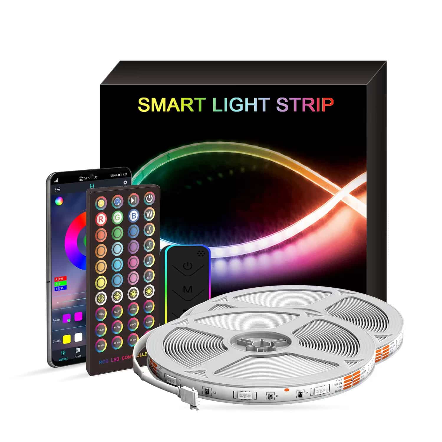 Premium 5 Meter RGB LED-Strip udendørs/indendørs med app styring og ...