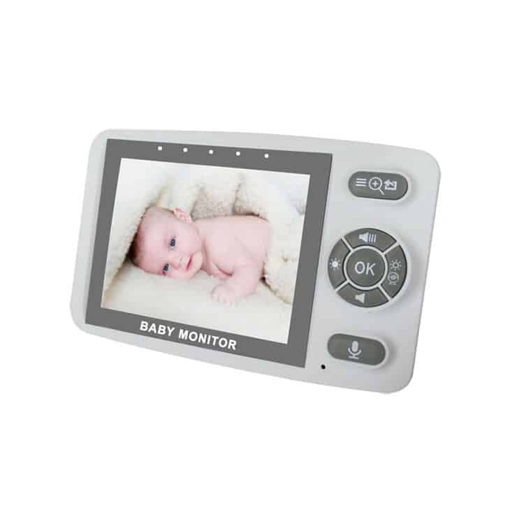 Premium Trådløs Baby Monitor med indbygget kamera, 3,5" skærm, thermometer, højtaler, mikrofon