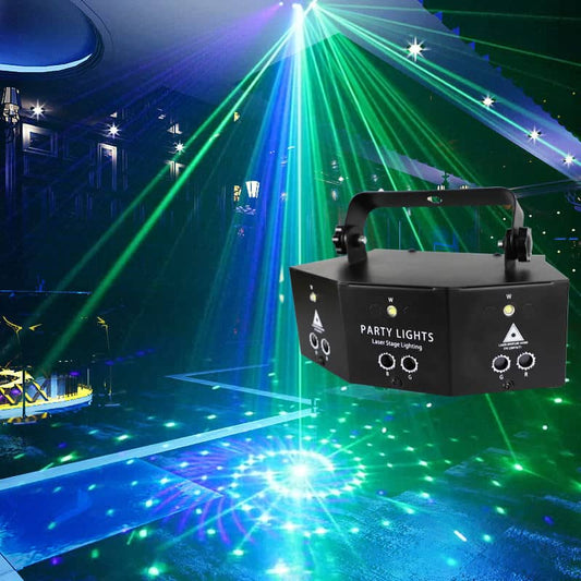 Rave Party Bundle - Laser - Lyseffekt / Auto Musikstyring + Røgmaskine med LED