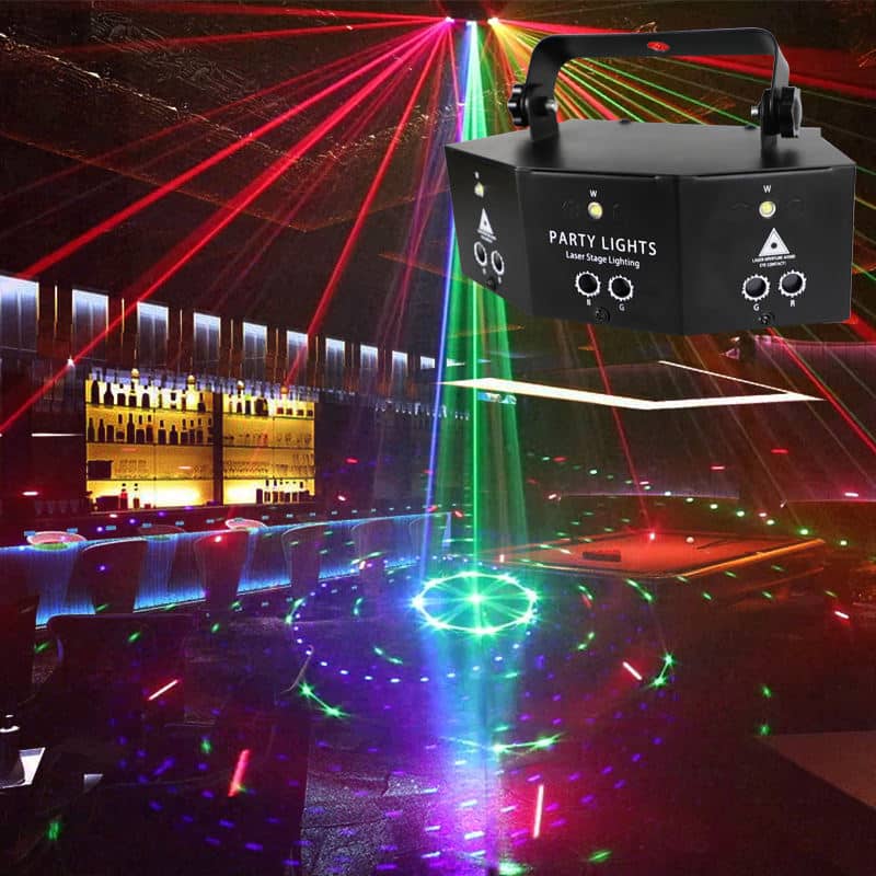 Rave Party Bundle - Laser - Lyseffekt / Auto Musikstyring + Røgmaskine med LED