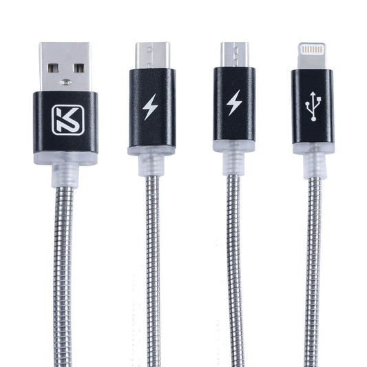 Smart 3 i 1 Oplader - Type C, Lightning & Micro USB