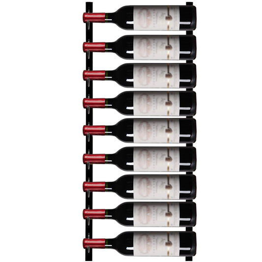 Vægmonteret vinreol til 9 vinflasker i sort jern