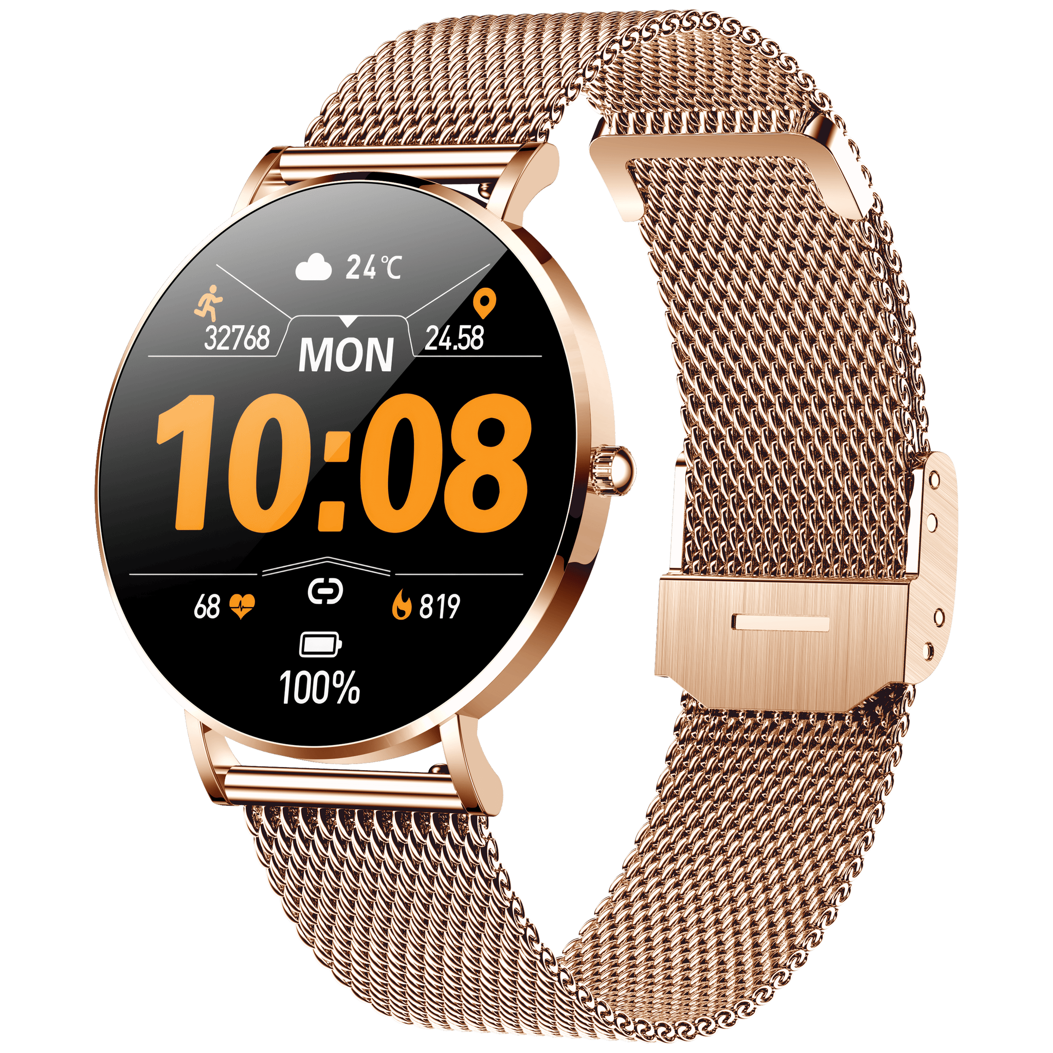 VivoElegance AMOLED - Vandtæt Smartwatch med Blodtryk, Puls, Blodiltnings måler og meget mere!