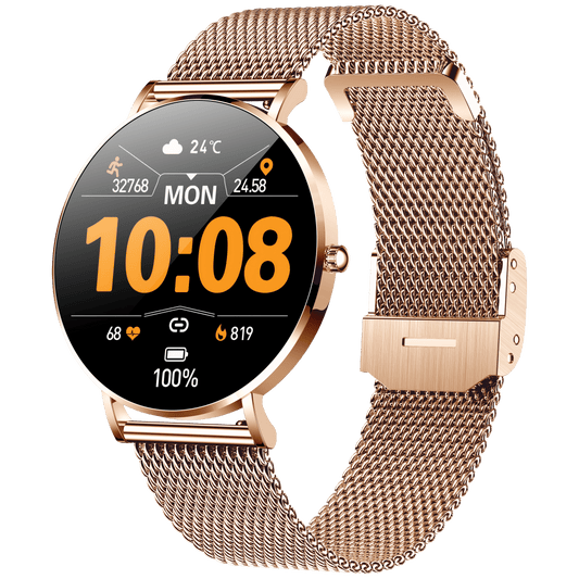 VivoElegance AMOLED - Vandtæt Smartwatch med Blodtryk, Puls, Blodiltnings måler og meget mere!